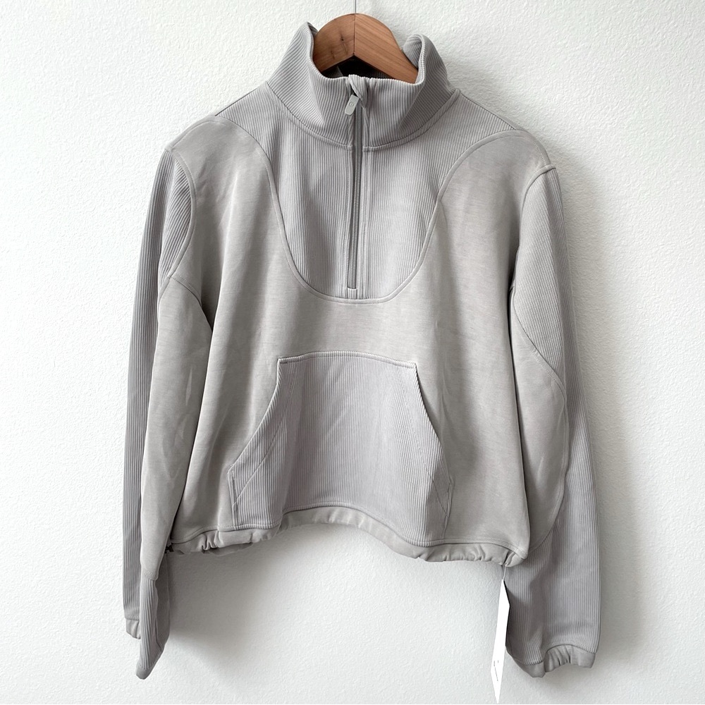 NWT Lululemon Brushed Softstreme Ribbed Half Zip Riverstone Size 10
